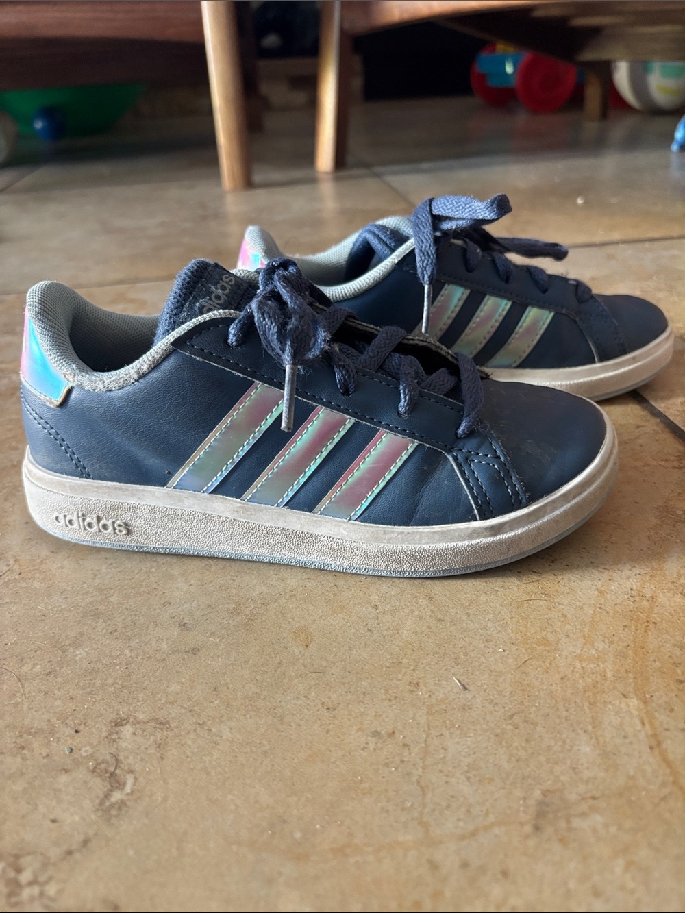 adidas Kids Navy Sneakers with Iridescent Heel - Picture 9 of 11